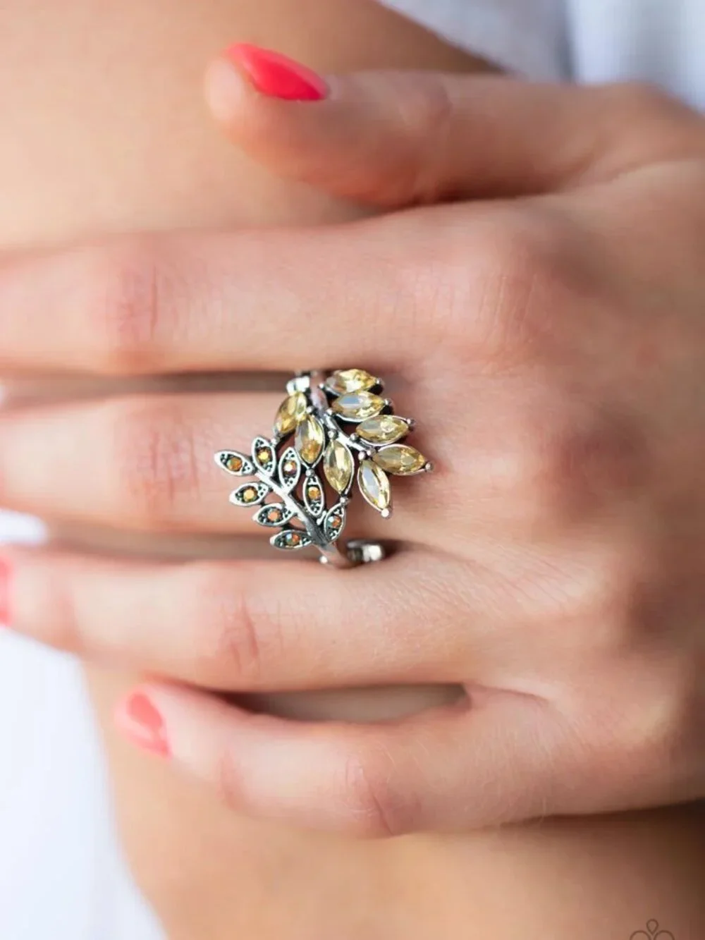​Paparazzi Jewelry Accessories - Glowing Gardenista - Yellow Ring - Vintage